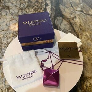 Valentino Garavani Purple Pyramid Pendant Necklace NWT!!
